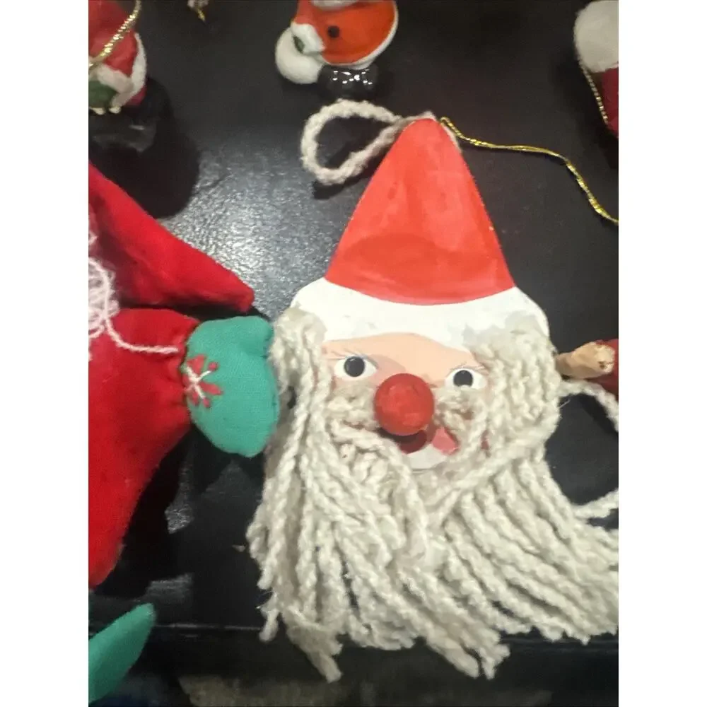 Vintage Christmas Ornament Lot Santa Glass Felt Ceramic Handmade 13 Pieces